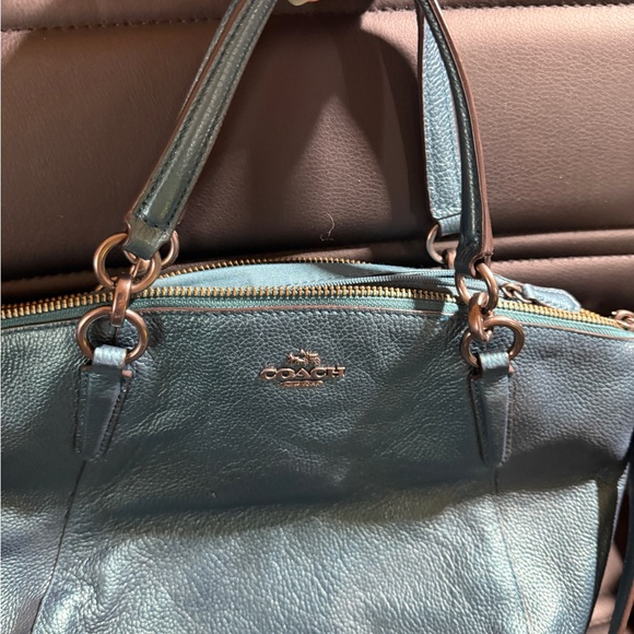 Coach F23538 Small Kelsey Satchel Metallic Dark Teal with matching wallet - Picture 6 of 7